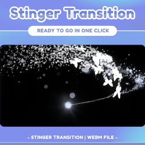 ButterflyBloom Animated Stinger Transition for Twitch, Youtube |Kawaii Theme | Pastel | Calm Color | Panel | Overlay | Cute | Blue | Flower