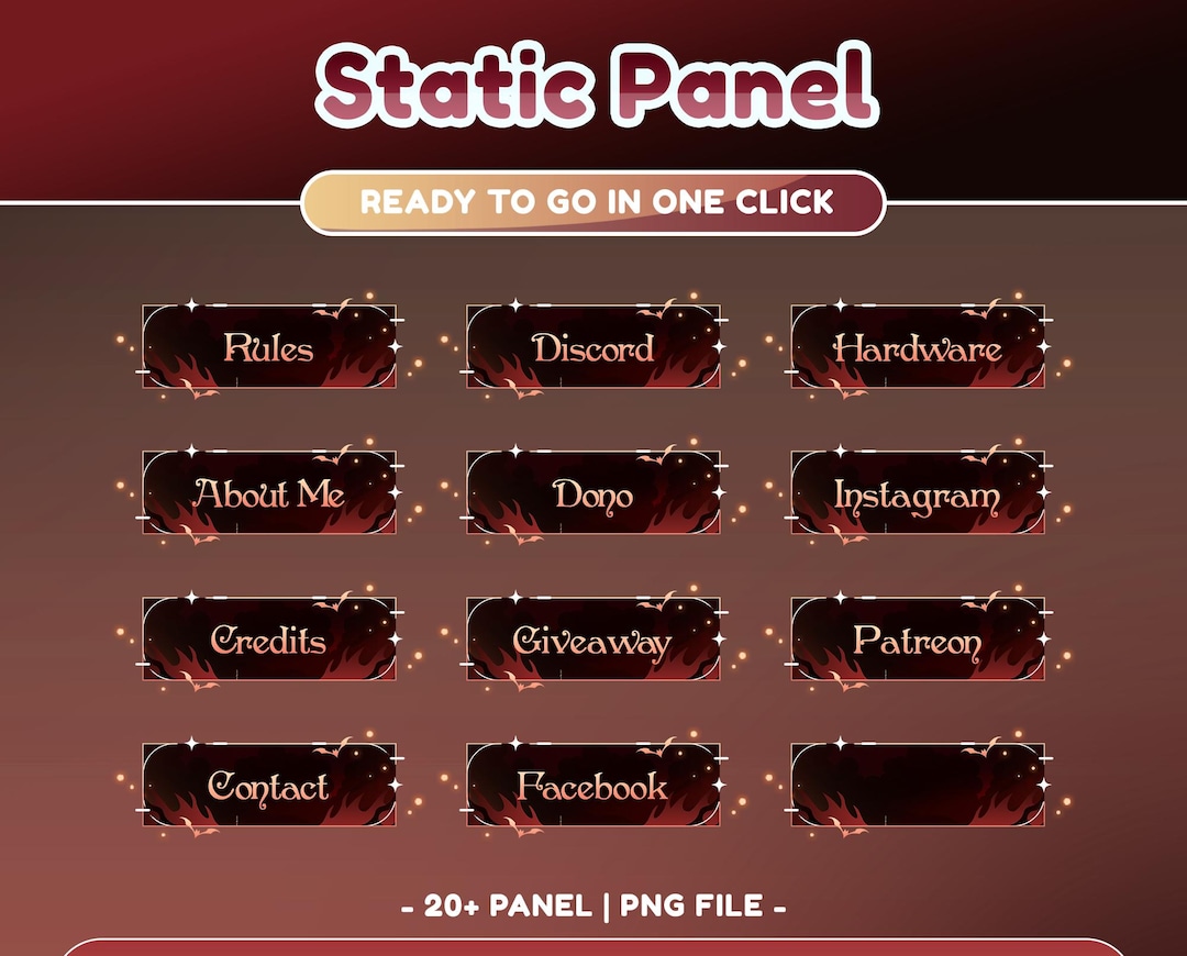 Crimson Chains Static Panel for Twitch, Fire Theme Stream Panel ...