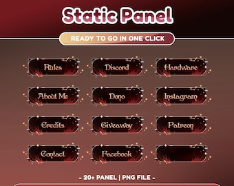 Crimson Chains Static Panel for Twitch, Fire Theme Stream Panel, Fantasy Stream Overlay, Dark Mode Twitch Panel, Magic Spark Stream Overlay