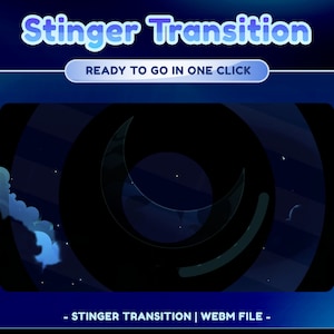 Lunar Serenity Animated Stinger Transition for Twitch, Youtube | Galaxy Theme | Sky | Dark Color | Panel | Overlay | Cute | Blue | Celestial