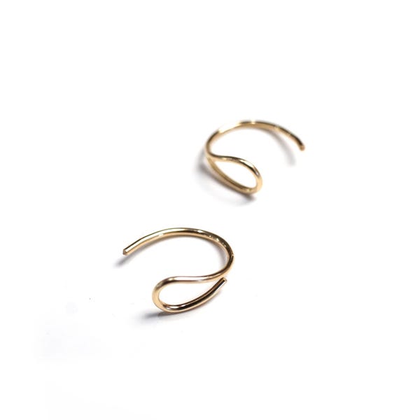 Tiny Curve Threader Hoop Earrings in silver or 14-kt gold-filled
