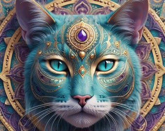 Whiskered Serenity: Mandala Cat Art for Feline Lovers