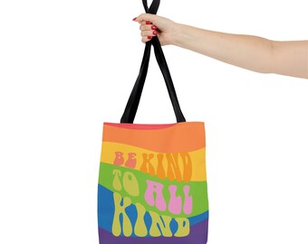 Rainbow Tote Bag - Be kind to all kindTote Bag (AOP)