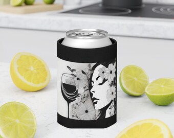 sophisticated can cooler in black and white