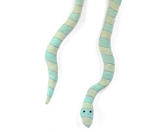 catnip snake, cat toy, kitty toy, catnip toy, cat snake toy, green yellow striped fabric