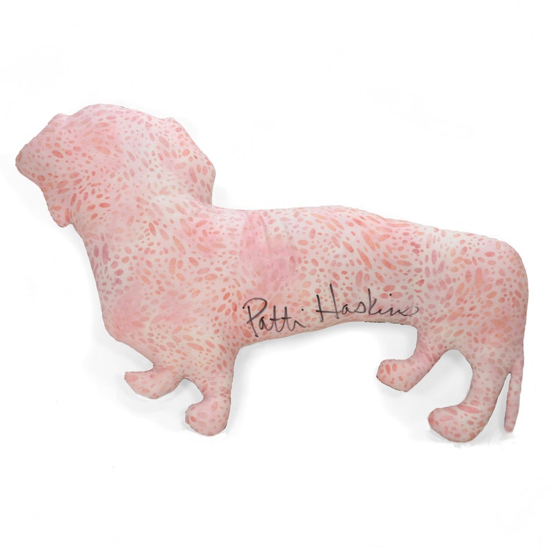 decorative pillow-dog lover gift-bigger dachshund-animal shaped pillow-pet lover-animal lover-dog shaped pillow-peach batik cotton fabric image 2
