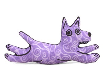 dog pillow-dog lover gift-pet lover gift-animal pillow-purple swirl batik fabric flying dog shaped small pillow