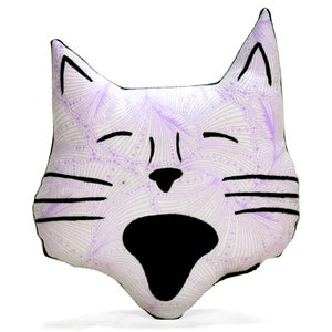cat pillow-animal pillow-pet lover gift-kitty pillow-purple cat-cat lover gift-cat mom-medium cat head shaped pillow purple graphic fabric