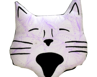 Purple Cat Pillow: Graphic Print, Cat Lover Gift