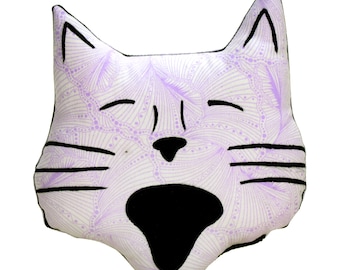 cat pillow-animal pillow-pet lover gift-kitty pillow-purple cat-cat lover gift-cat mom-medium cat head shaped pillow purple graphic fabric