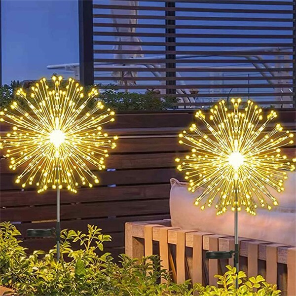 Solar Fireworks Garden Lights for Yard Pathway, Garden Decoration, Beautiful Outdoor Lighting, LED Solar Garden Lights, Dandelion Lights