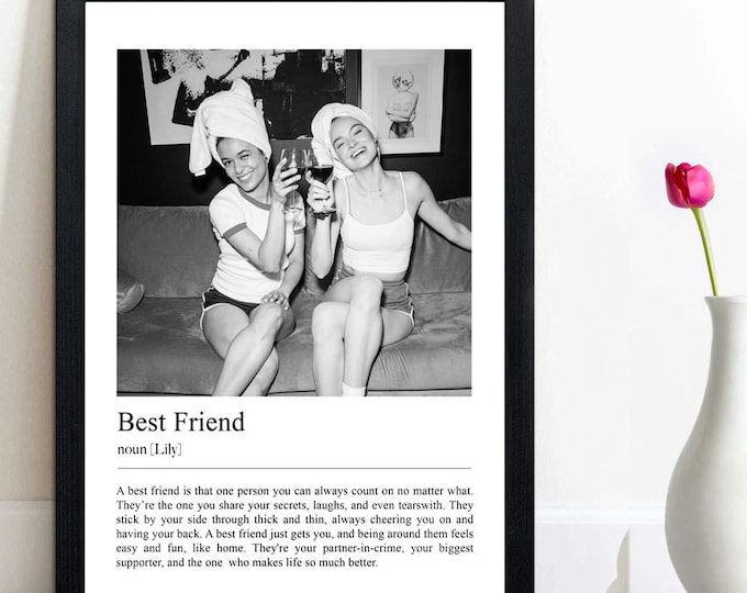 Best Friend Definition Print Personalised – Friendship Gift for Her – Custom Wall Art – Frame or Canvas