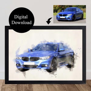 Personalised Watercolour Car Portrait: Custom Car Art Print (Digital Download)