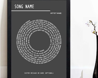 Personalised Song Lyrics Print, Custom First Dance Wedding Gift, Anniversary Wall Art, Valentines Day Gift for Couple