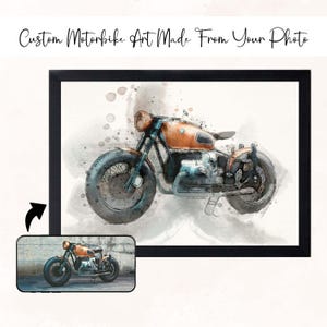 Personalised Motorcycle Wall Art, Custom Motorbike Print from Photo, Biker Gift Idea, Watercolour Bike Portrait, First Bike Gift