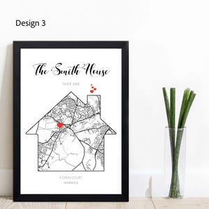 Impresión personalizada de mapa de casa • Regalo para la primera casa • Póster de inauguración de la casa personalizado • Decoración para casa nueva • Arte mural para casa nueva