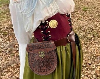 Medieval fanny bag | Dragon vegan leather bag Renaissance Faire Medieval Viking LARP role-play costume, literary retro fanny bag