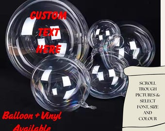 Handgefertigtes personalisiertes Ballon-Kit | Individuelles Vinyl-Abziehbild auf transparentem Bobo-Ballon (10-36 inch)