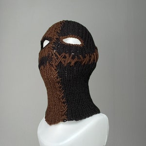 Handmade knitted Balaclava ski mask devil creepy joker halloween cosplay mask split in half