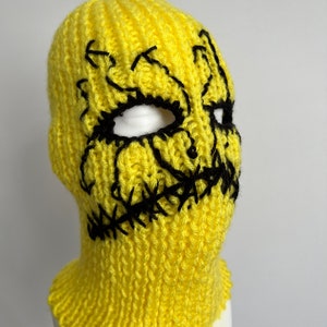 Cagoule tricotée à la main masque de ski diable effrayant joker halloween masque de clown cagoule au crochet image 2