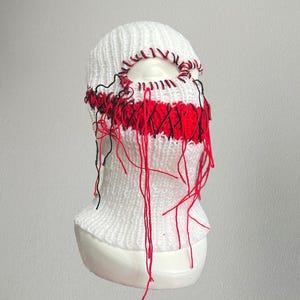 Handmade knit balaclava scary with creepy smile ski mask for rave and festival