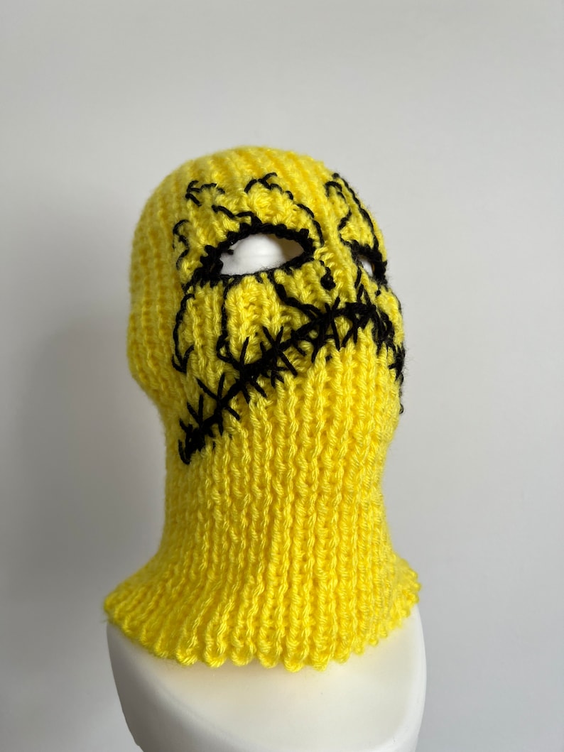 Cagoule tricotée à la main masque de ski diable effrayant joker halloween masque de clown cagoule au crochet image 3