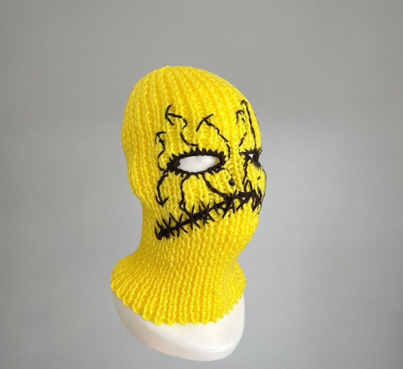 Cagoule tricotée à la main masque de ski diable effrayant joker halloween masque de clown cagoule au crochet image 1
