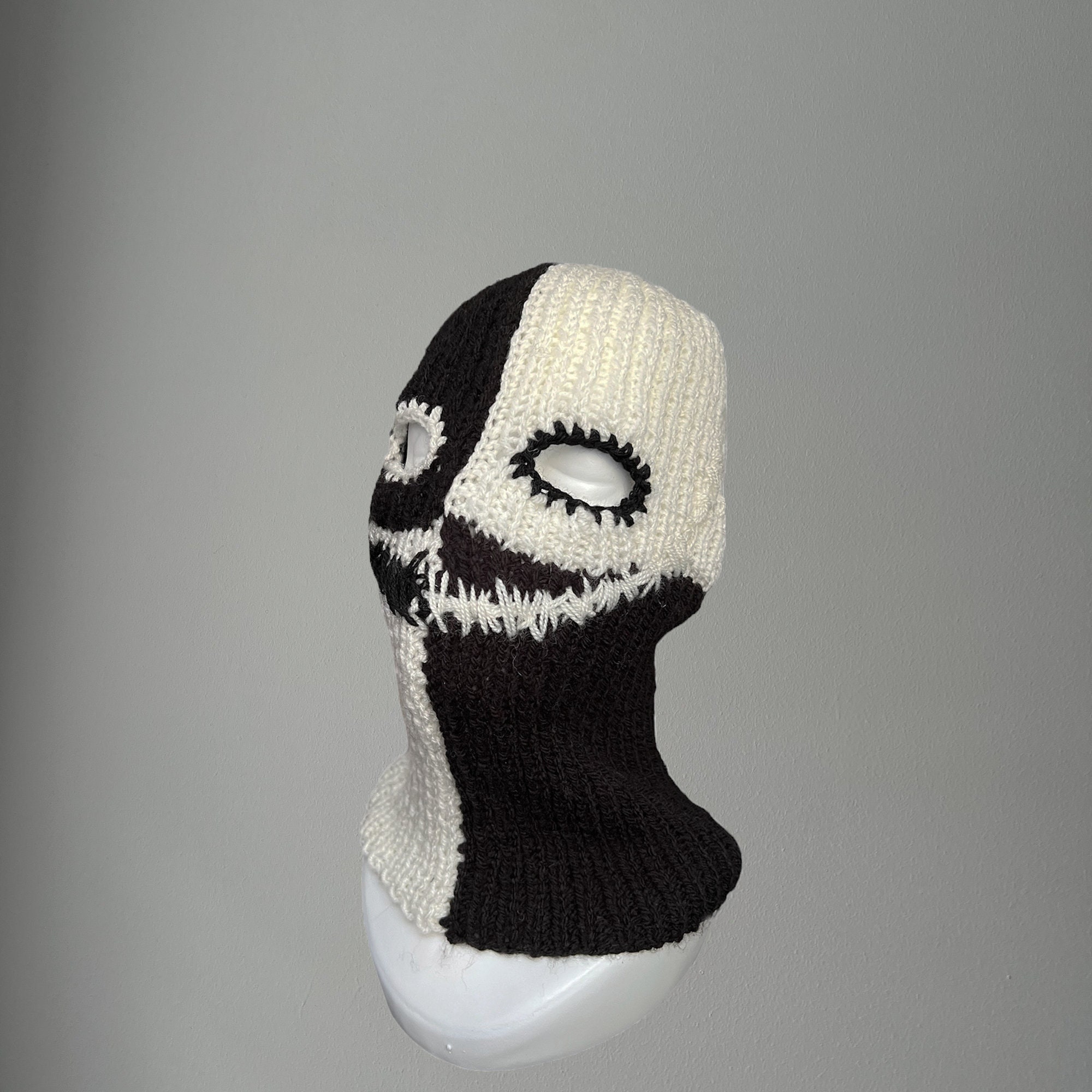 Handmade Knitted Balaclava Ski Mask Devil Creepy Joker Halloween Mask Split in Half Like Crochet - Etsy Handmade Knitted Balaclava Ski Mask Devil Creepy Joker Halloween Mask Split in Half Like Crochet - Etsy