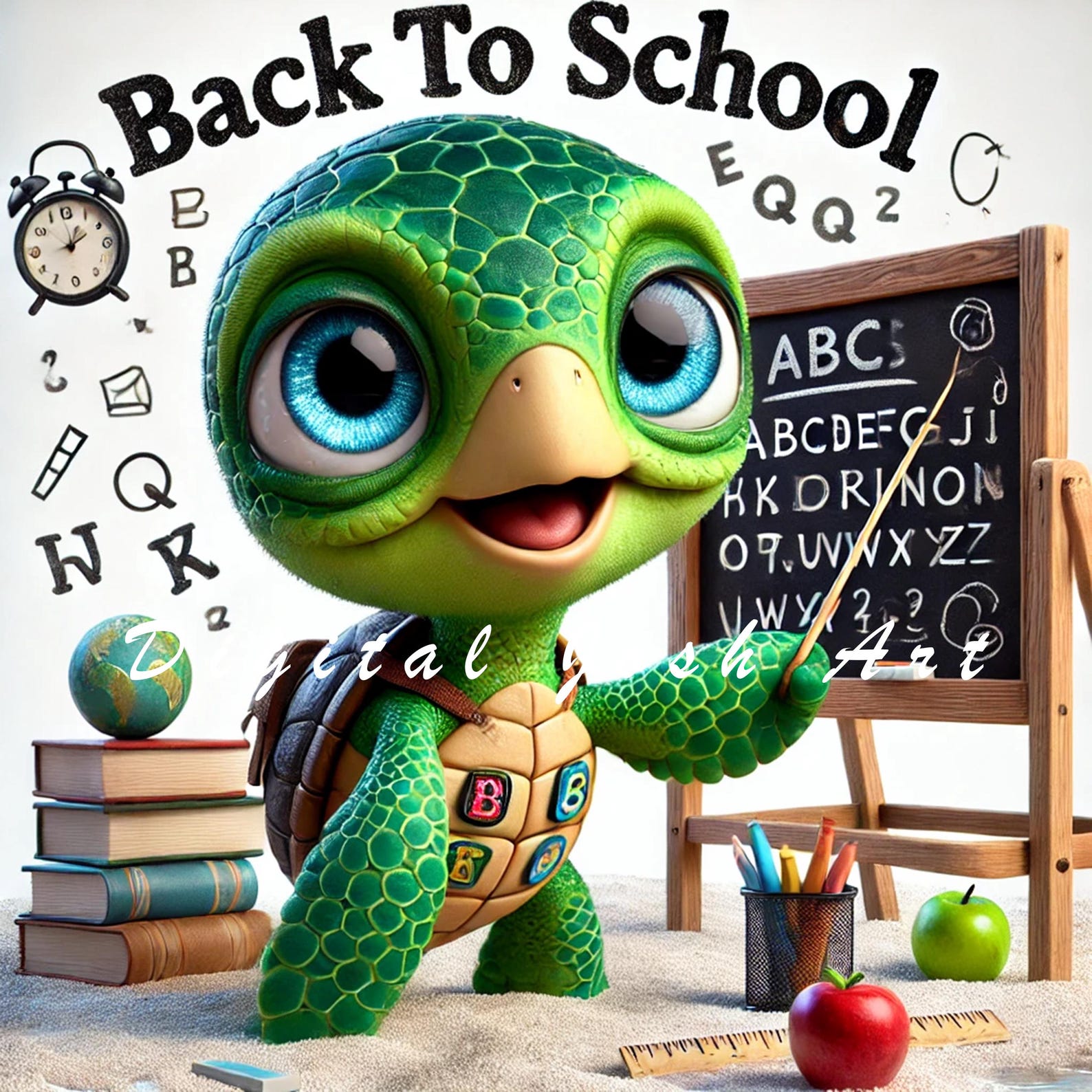 Sea Turtle Clipart Back to School Teacher Design (digital Download