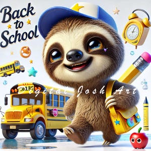 10 JPEG Cute Back to School Sloth Clipart – Summer Sloth Classroom Art, Digital Download, Commercial Use, Teacher & Student Design