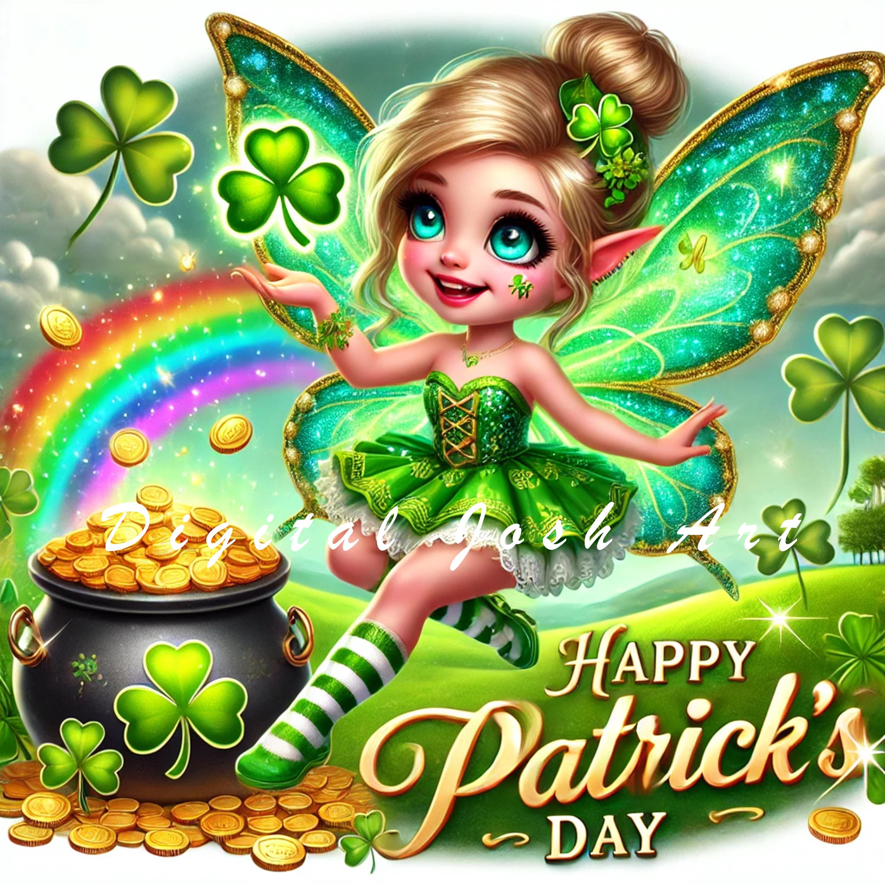 10 JPEG Cute St Patrick’s Day Fairy Clipart Bundle - Winter Fairy ...