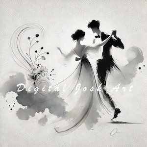 10 JPEG Ink Wash Couple Anniversary Clipart - Bride & Groom Illustrations, Digital Download, Romantic Marriage Art, Scrapbooking Crafts