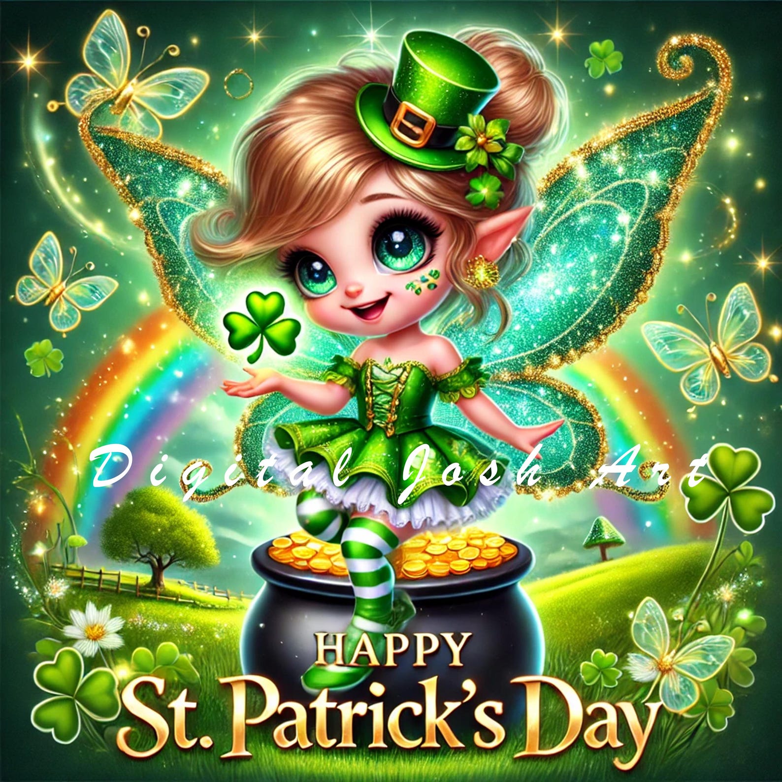 10 JPEG Cute St Patrick’s Day Fairy Clipart Bundle - Winter Fairy ...