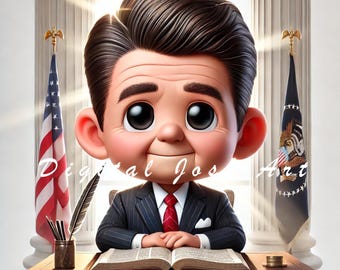 Paquete de imágenes prediseñadas de Ronald Reagan: Arte histórico estadounidense (descarga digital)