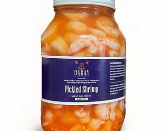 Camarones en escabeche del Golfo estilo cajún, frasco enorme