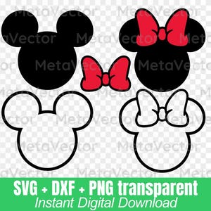 Mickey and Minnie Inspired SVG Bundle | Disneyland Shirt SVG | Disneyland Cricut SVG File | Mickey Minnie Mouse Outline | Lasercut Engraving