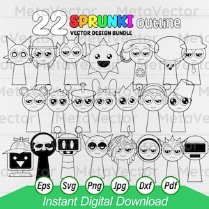 22 Incredibox Sprunki SVG PNG Shirt Design Files for Cricut & Silhouette.Vector Clipart Ai Eps.Outline SVG Gamer Birthday Incredibox Sprunki