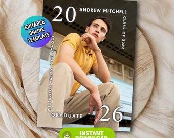 Graduation Invitation Template 2026 Senior Graduation Party Invite Class of 2026 Announcement Editable Graduation Decor Digital Download