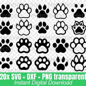 Dog Paw SVG, Dog Paw Silhouette, Dog Paw Transparent, Dog Paw Vector, Digital file download, dxf, png, svg. Cricut, lightburn, lasergrbl.