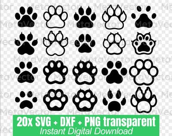 Dog Paw SVG, Dog Paw silhouet, Dog Paw transparant, Dog Paw Vector, digitaal bestand downloaden, dxf, png, svg. Cricut, lightburn, lasergrbl.