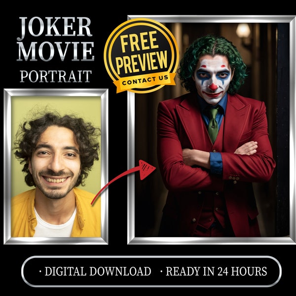 Custom Realistic Joker Portrait, Personalized Portraits, Joker Portrait from Photo, Custom Realistic Joker Face Swap Avatar,Digital Download