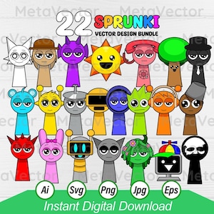 22 Incredibox Sprunki SVG PNG Shirt Design Files for Cricut & Silhouette.Vector Clipart Ai Eps.Layered SVG Gamer Birthday Incredibox Sprunki