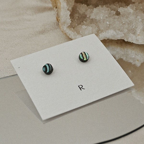 Abalone Stud Earrings | Gemstone Earrings | Raw Gemstones | Crystal Earrings | Abalone Earrings | Raw Crystal | Tiny Crystal