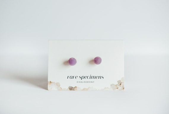 Raw Chalcedony Stud Earrings | Gemstone Earrings | Raw Gemstones | Crystal Earrings | Grape Agate Earrings | Raw Crystal | Tiny Crystal