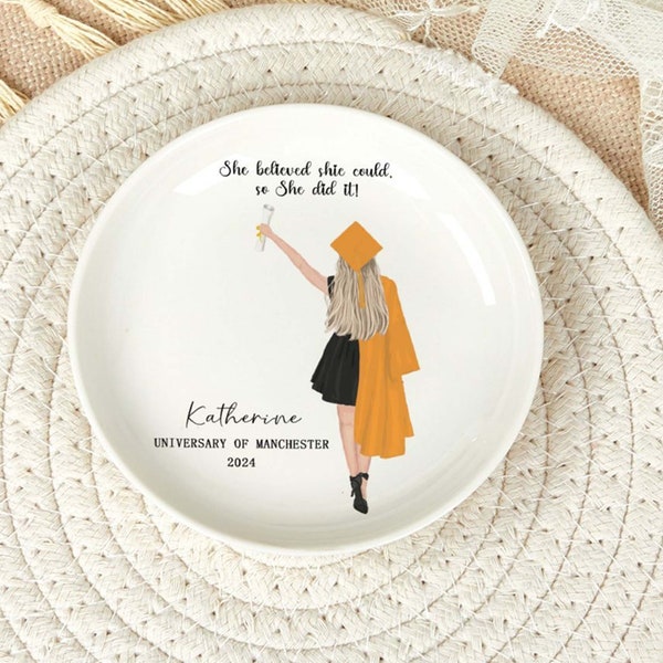 Personalized Graduation Gift, Custom Jewelry Dish,Class of 2024 College Jewelry Dish,Custom Jewelry Dish with Name,Personalized Trinket Dish