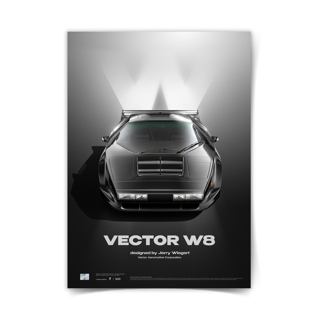 Vector W8 | 1992 Black | Poster – Classic Giclée Print 50x70 Cm