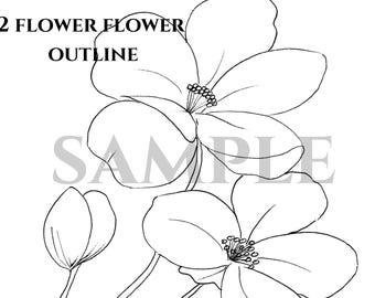 Printable Flower Outline, Easy Coloring Page (Digital Download)