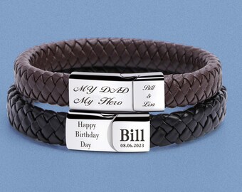 Farther day gift，Personalized Father's Bracelet, Custom Fathers Day Bracelet, Engraved Dad Bracelet For Him, Mens Bracelet