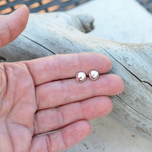 Pure Silver Post Earrings Shiny SIlver Sterling Silver Ball Post Stud Earrings Handmade. All Silver Post Earrings. Minimalist Style. image 1