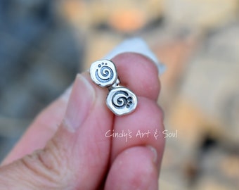 Pure Silver Post Stud Earrings. Handcrafted Sterling Silver Earrings by Cindy's Art and Soul Jewelry.